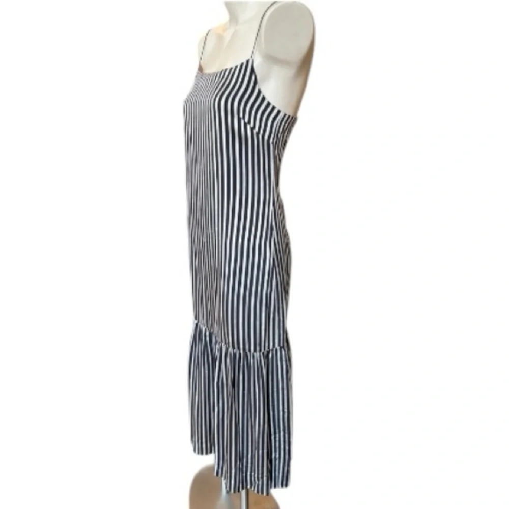 ELIZABETH AND JAMES Jewel Striped Satin & Crepe Midi Navy White Dress Size 4 - Picture 6 of 11
